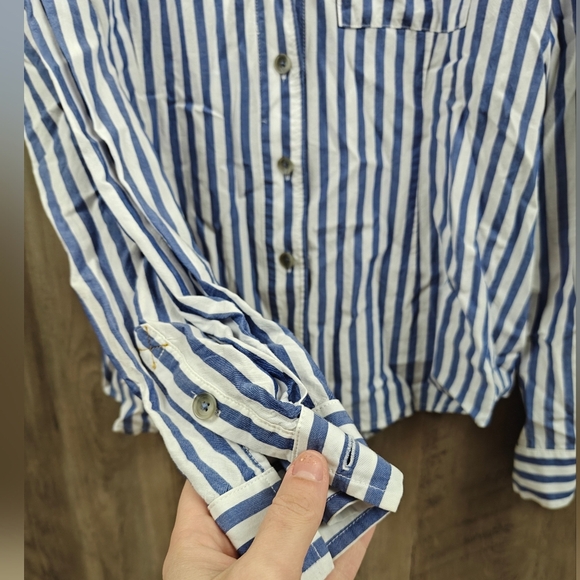 Pilcro And The Letterpress Striped Button Up Tie Back Blouse Size 12 - Picture 8 of 12
